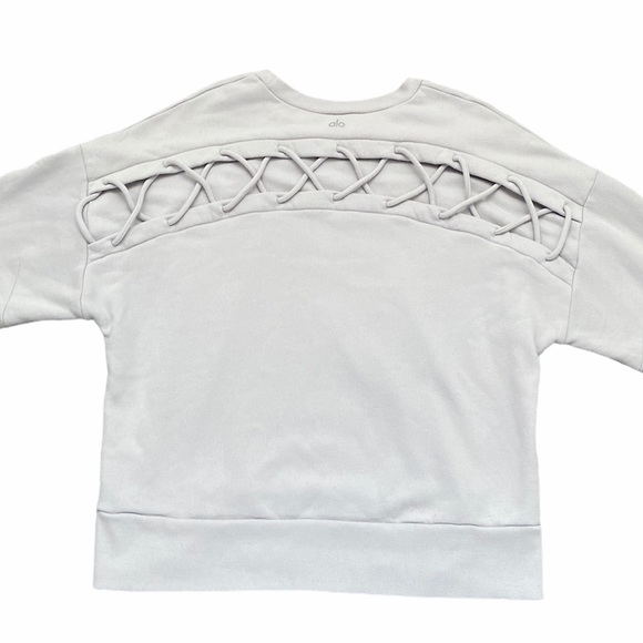 ALO Yoga Hook Up Dove Grey Sweater Sweatshirt - Picture 9 of 13